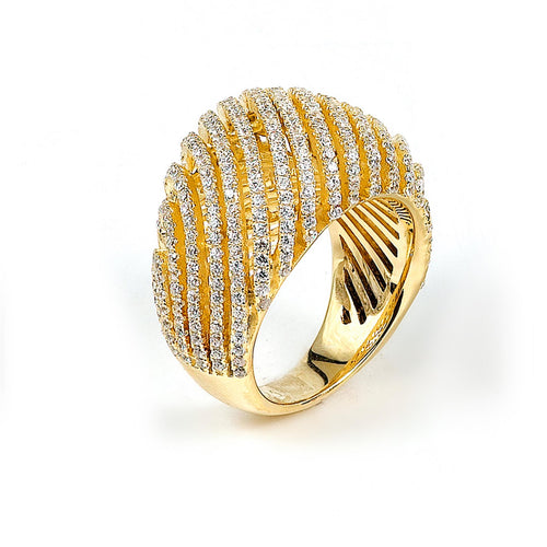 Sterling silver micro-pave Cubic Zirconia ring with yellow gold plating