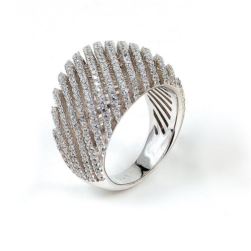 Sterling silver micro-pave Cubic Zirconia ring with rhodium plating