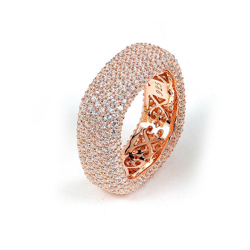 Sterling Silver Rose Gold Plated and Cubic Zirconia Square Ring