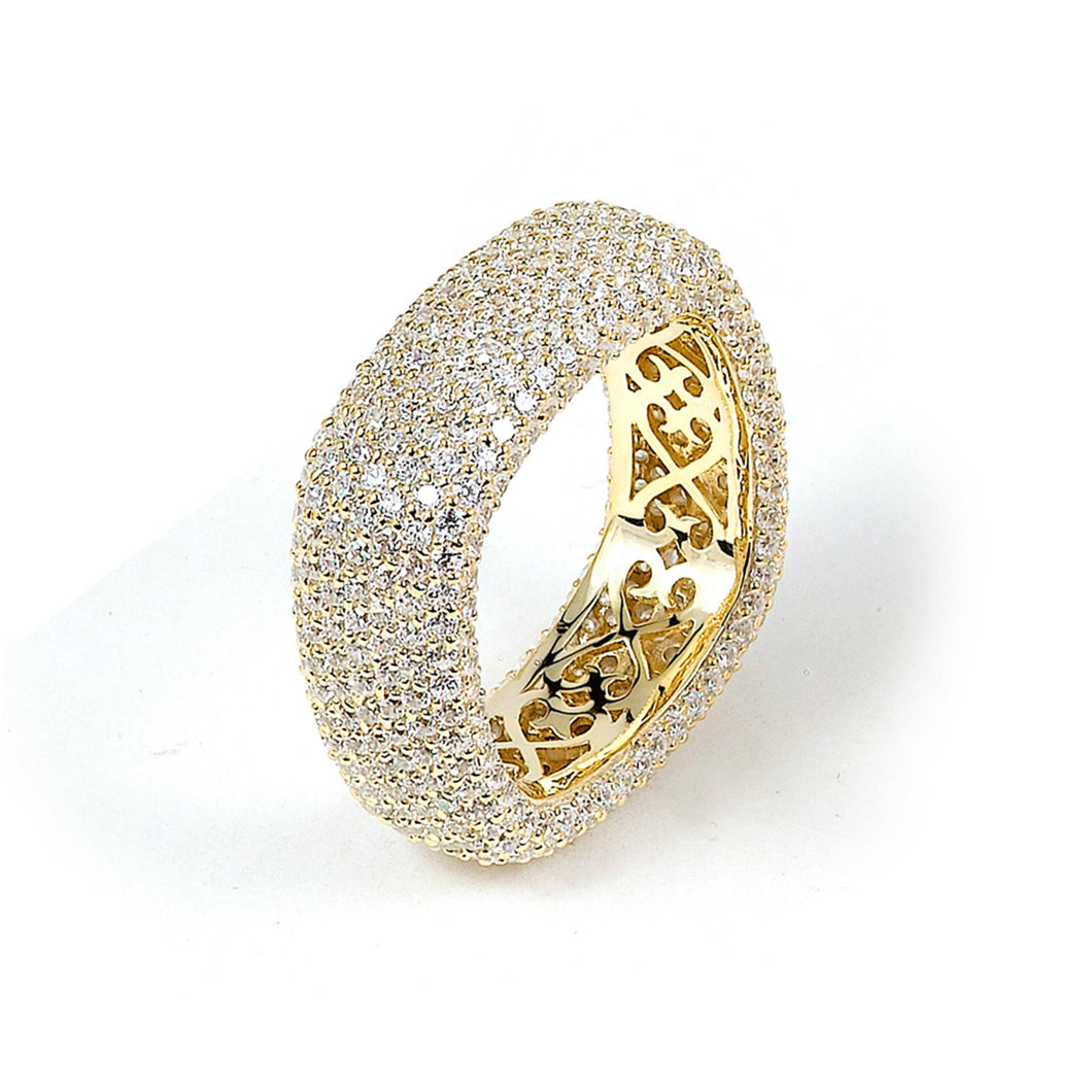 Sterling Silver Gold Plated and Cubic Zirconia Square Ring
