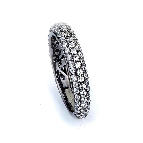 Sterling Silver Black Rhodium Plated and Cubic Zirconia Band
