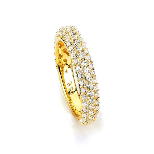 Sterling Silver Gold Plated and Cubic Zirconia Band