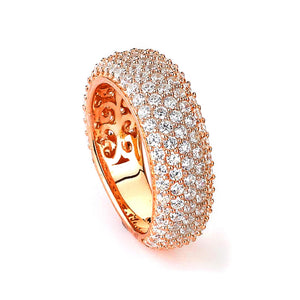 Sterling Silver Rose Gold Plated and Cubic Zirconia Band