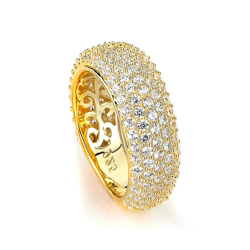 Sterling Silver Gold Plated and Cubic Zirconia Band