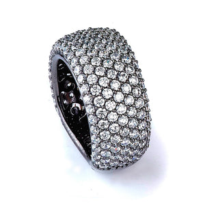 Sterling Silver Black Rhodium Plated and Cubic Zirconia Band