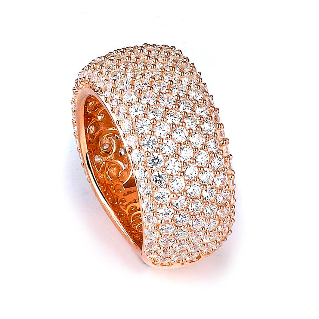 Sterling Silver Rose Gold Plated and Cubic Zirconia Band