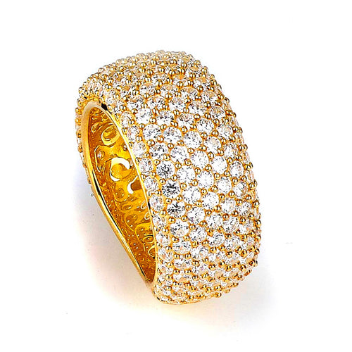 Sterling Silver Gold Plated and Cubic Zirconia Band