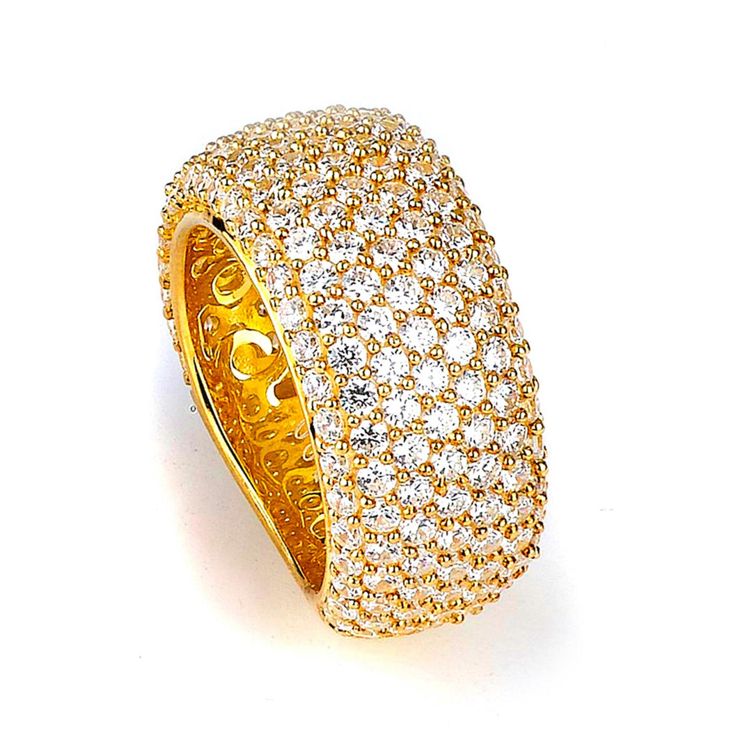 Sterling Silver Gold Plated and Cubic Zirconia Band