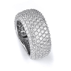 Sterling Silver Rhodium Plated and Cubic Zirconia Band