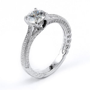 Sterling Silver Rhodium Plated and round Cubic Zirconia Engagement Ring