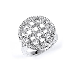 Sterling Silver Rhodium Plated and Cubic Zirconia Pie Ring