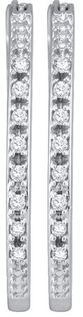 10KT White Gold 0.25CTW DIAMONDFASHION HOOPS