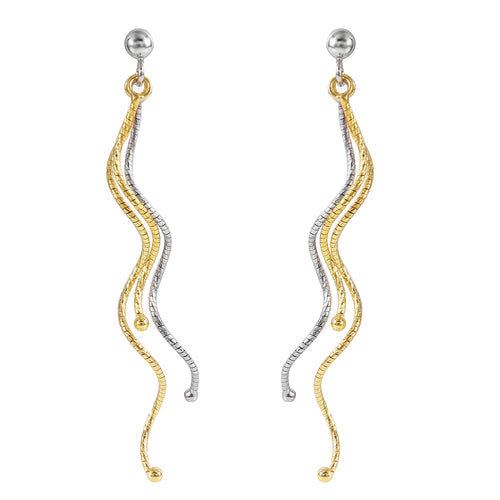 .925 SterlingSilver Gold Plated Wavy Strips Earring
