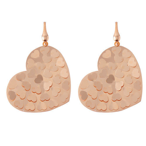 .925 SterlingSilver Rose Gold Plated Heart Earring