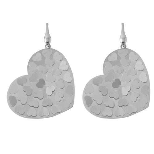 .925 SterlingSilver Rhodium Plated Heart Earring