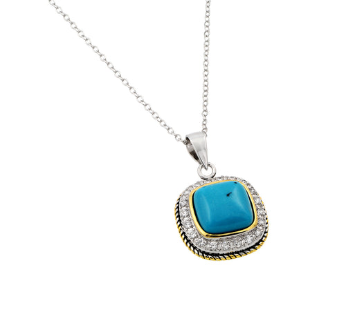 .925 Sterling Silver Rhodium, Gold, and Black Rhodium Plated Clear Cubic Zirconia Squar