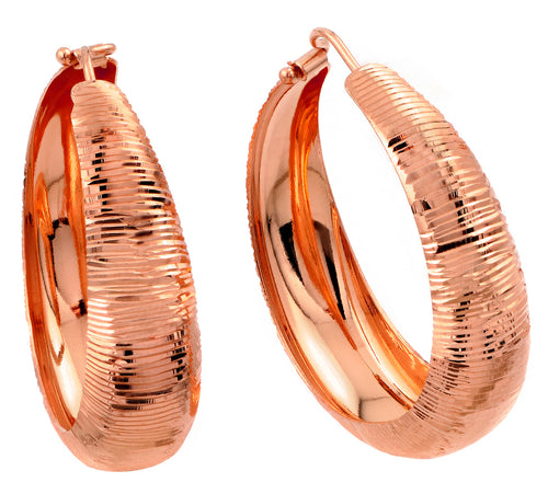 .925 Sterling Silver Rose Gold Plated Hoop Earring