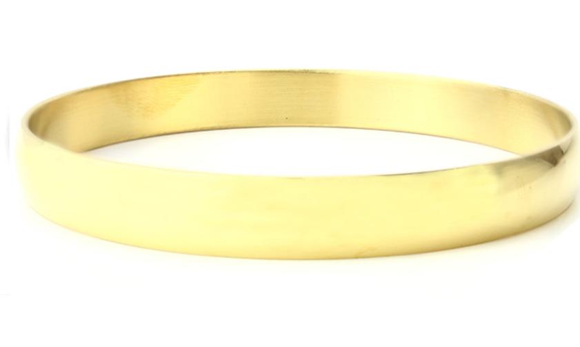 Gold Plated Stainless Steel Slipo on Bangle Bracelet-10mm