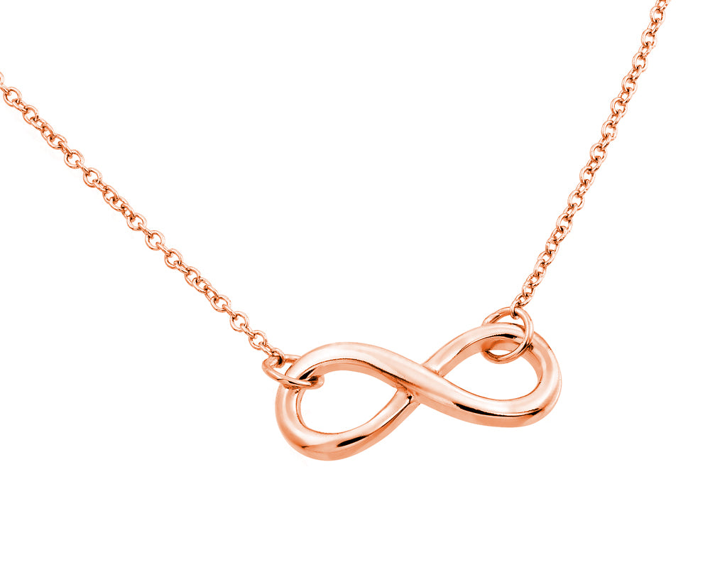 .925 Sterling Silver Rose Gold Plated Infinity Pendant Necklace 18 Inches
