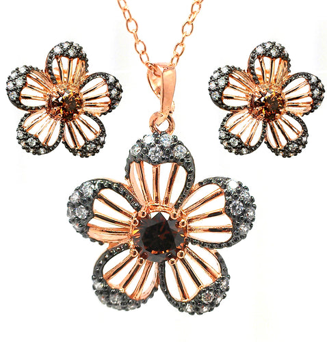 925 Sterling Silver Black Rhodium &   Rose Gold Plated B Stud