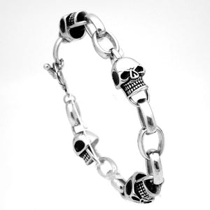 Stainless Steel Skull Link Bracelet