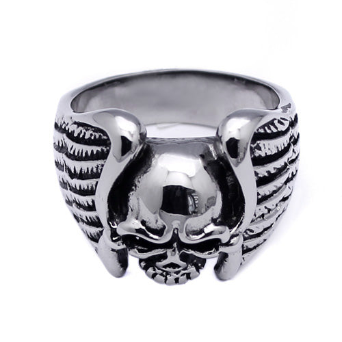 Men's Stainless Steel Eagle Wings Skull Ring