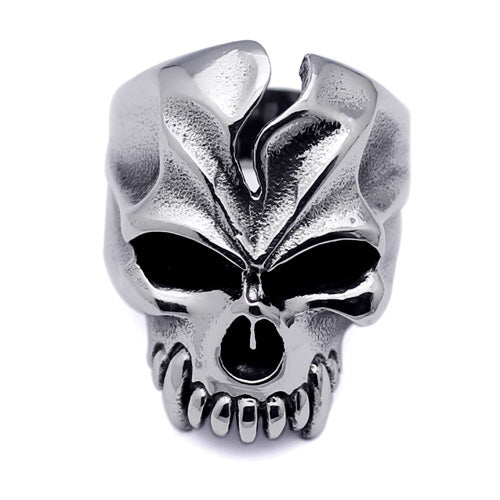Men's Stainless Steel Large Skull Canine Teeth Ring