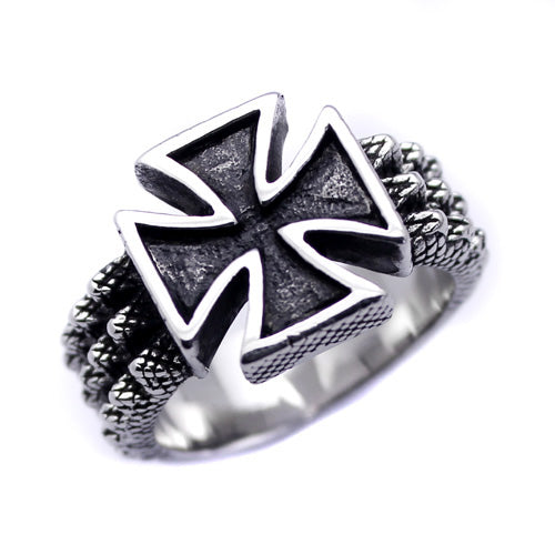 Men's Stainless Steel Large Iron Cross Ring