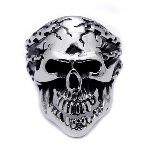 Men's Stainless Steel Skull   Chains Ring
