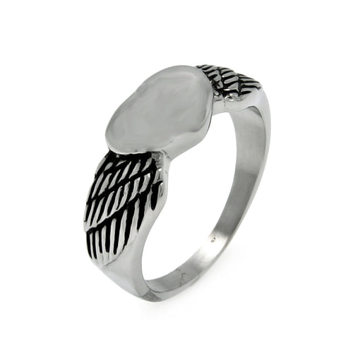 Men's Stainless Steel Heart Wings Ring