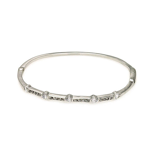 Brass Bangle Multiple Round Cubic Zirconia Bracelet