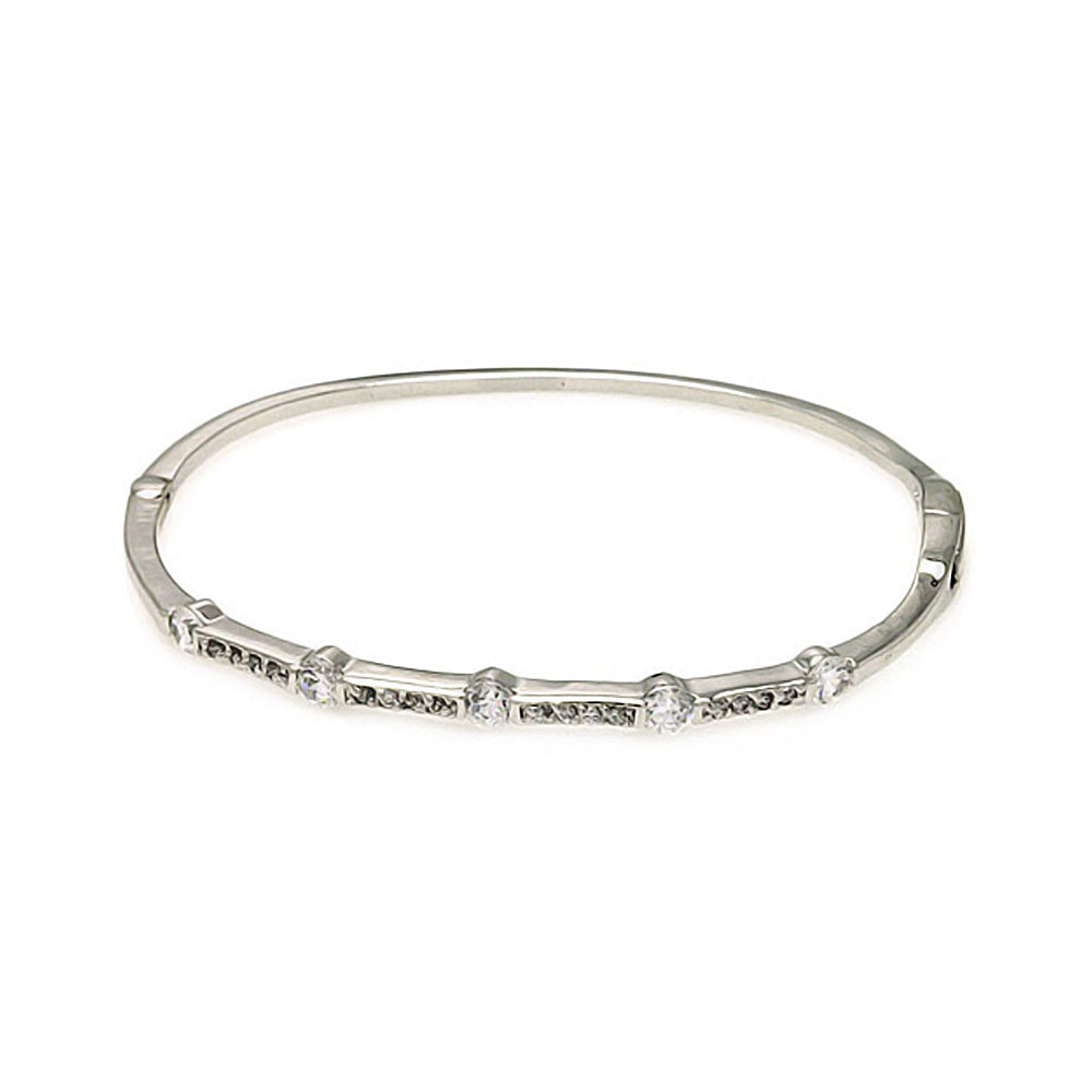 Brass Bangle Multiple Round Cubic Zirconia Bracelet