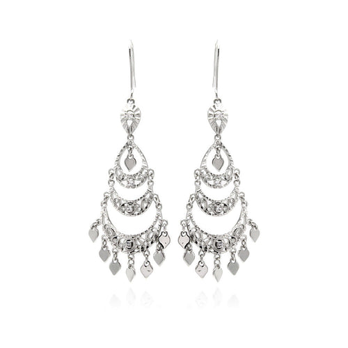 Rhodium Plated Brass Clear Cubic Zirconia  Chandelier Earring