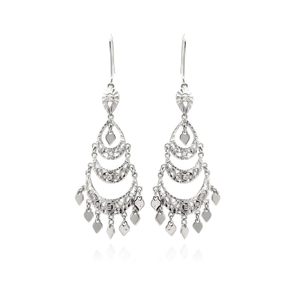 Rhodium Plated Brass Clear Cubic Zirconia  Chandelier Earring