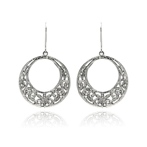 Rhodium Plated Brass Open Circle  Earring