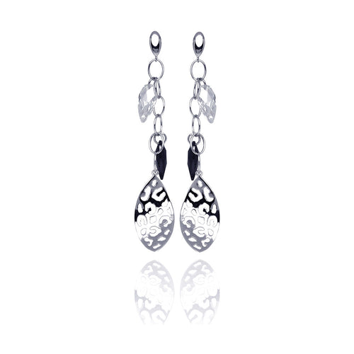 .925 Sterling Silver Rhodium Plated Black &  Clear Marquise Cubic Zirconia Flat Filigree