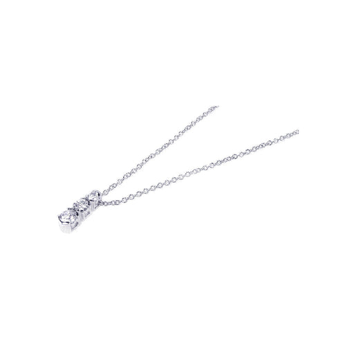 925 Sterling Silver clear Cubic Zirconia Rhodium Plated 3 Graduated