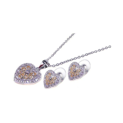 .925 Sterling Silver Rhodium Plated Multi Colored Heart Cubic Zirconia Stud Earring