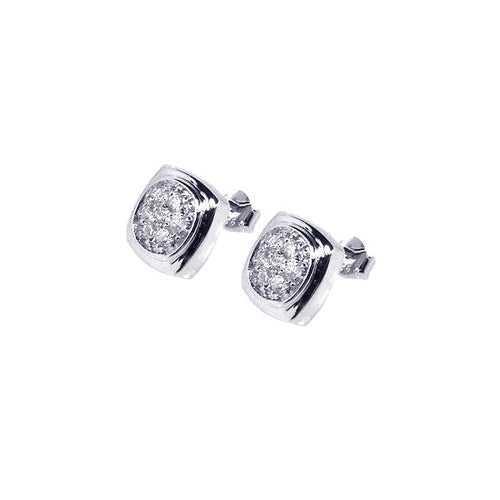 .925 Sterling Silver Rhodium Plated Big Round Cubic Zirconia Stud Earring