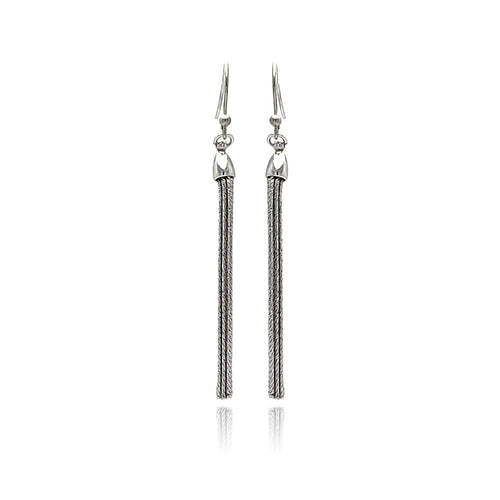 .925 Sterling Silver Rhodium Plated Multiple Strand Dangling Stud Earring