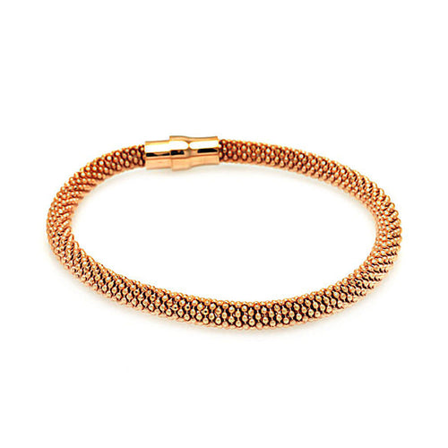 .925 Sterling Silver Rose Gold Plated Beaded Italian Bracelet