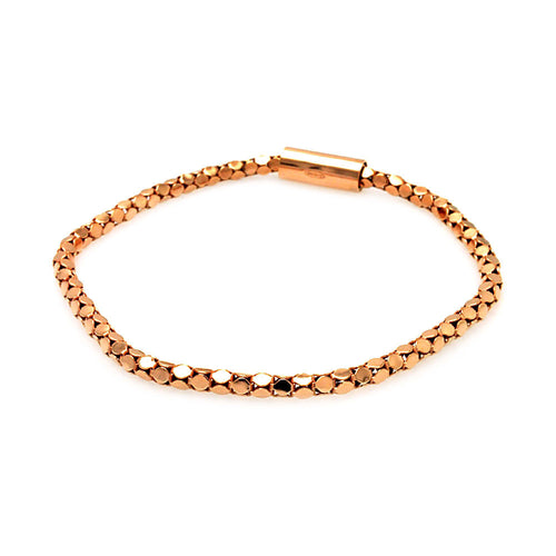 .925 Sterling Silver Rose Gold Plated Skinny Multi Circle Italian Bracelet