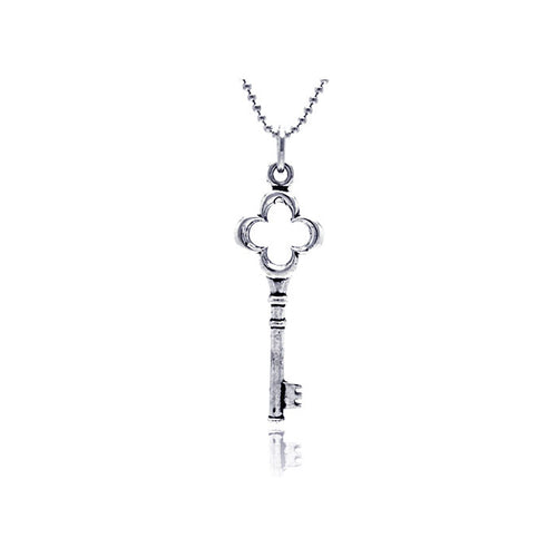 Silver oxidized open flower key pendant (Chain Not Included)