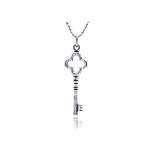 Silver oxidized open flower key pendant (Chain Not Included)