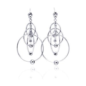 .925 Sterling Silver Rhodium Plated Multiple Graduated Open Circles Hanging Ball
