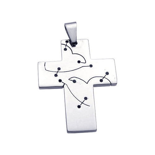 Stainless Steel Cross Cutout Heart Charm Pendant