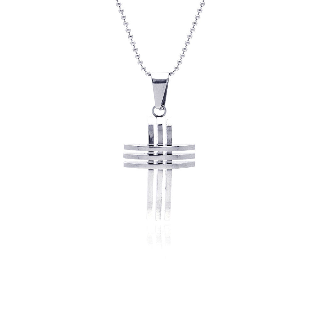 Stainless Steel 5 Row Cross Charm Pendant