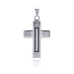 Stainless Steel Cable Cross Charm Pendant