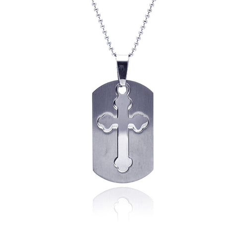 Stainless Steel Cross Dog Tag Charm Pendant