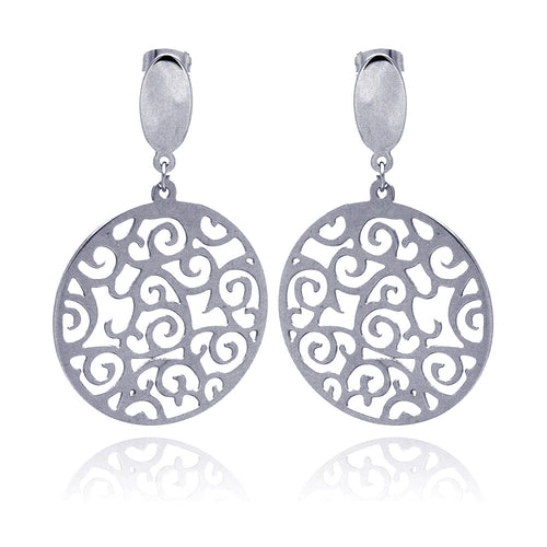 Stainless Steel Wave Outline Design Hanging Stud Earring